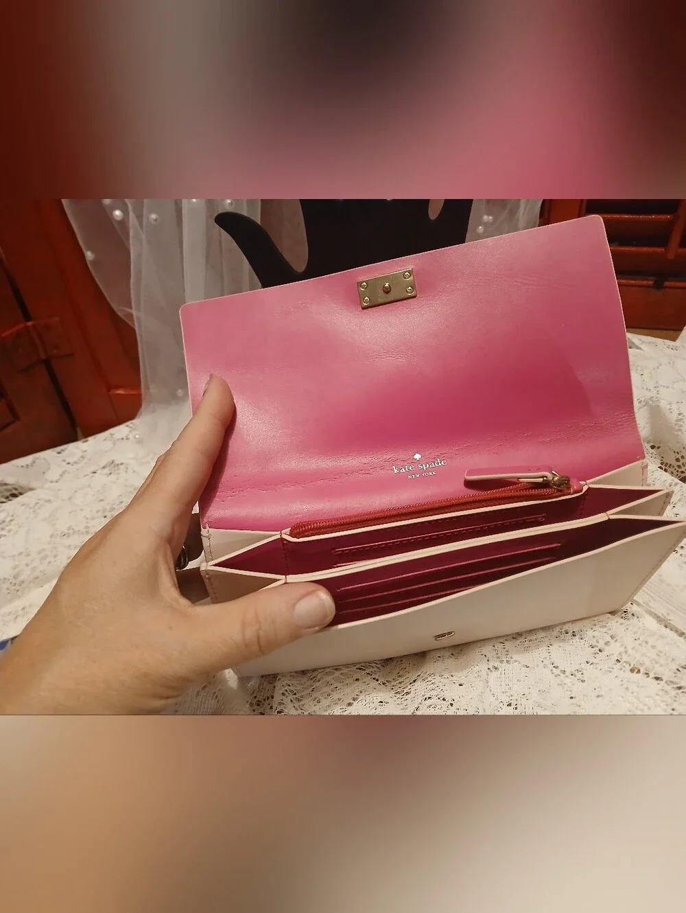 Kate Spade Light Pink Leather Clutch - Elegant Evening Bag